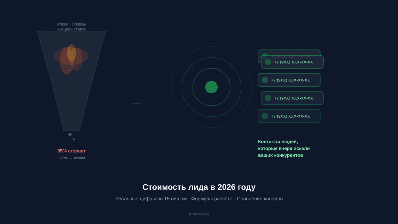 Инфографика — сравнение стоимости лида в контекстной рекламе и через перехват